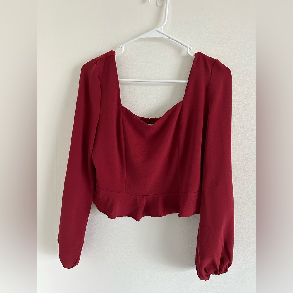 Altar’d State Red Sweetheart Neck Blouse